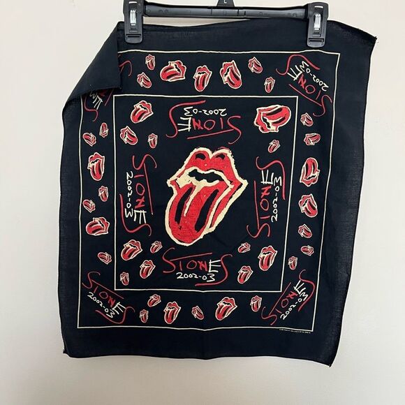 Vintage The Rolling Stones Black and Red Scarf - Picture 1 of 3